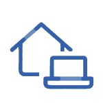 laptop in front of house