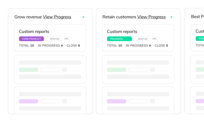 Screenshot of custom reports for retaining customers and growing revenue