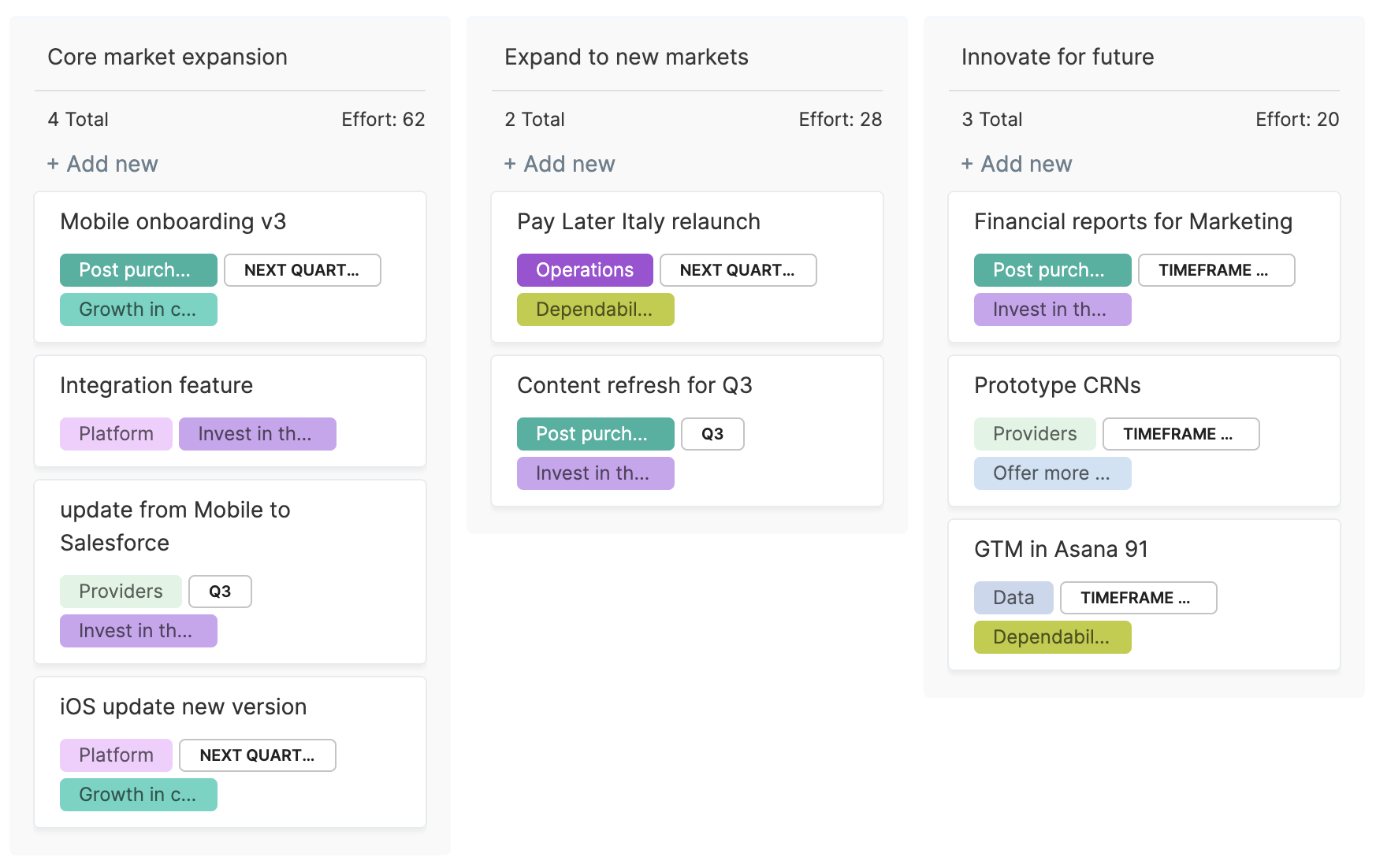 Screenshot of a product roadmap linking strategy to initiatives using Dragonboat.