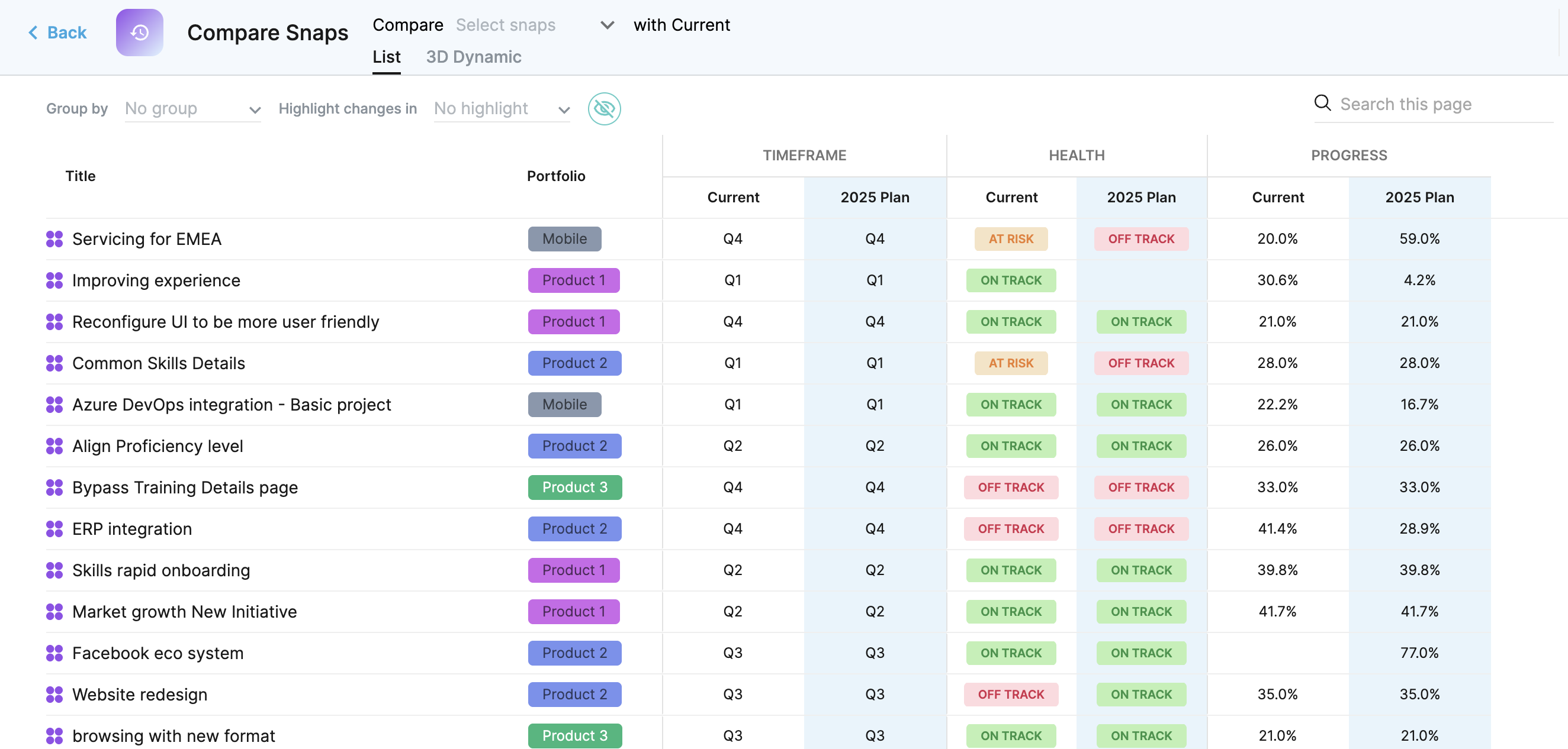 Dragonboat's Roadmap History Snap for Roadmap Change History Visibility